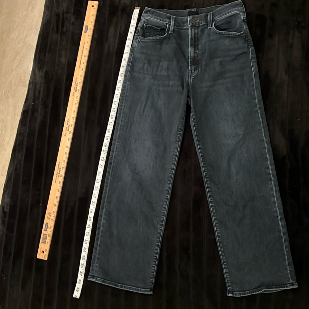 MOTHER The Rambler Zip Ankle  Straight Wide Leg Night in Venice (Dk Denim Blue)